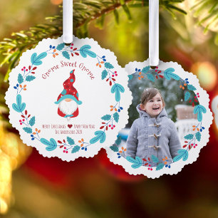 Foto Leuke Gnome Sweet Gnome Elf Bloemenkrans Scha Ornament Kaart