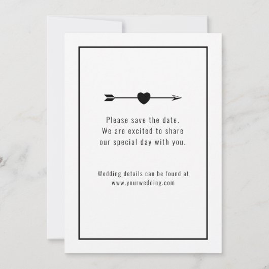 Foto Lijst | De datum opslaan | Plat | Zwart Save The Date (Achterkant)