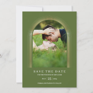 Foto Lijst Persoonlijk Olive Green Gold Elegant Save The Date
