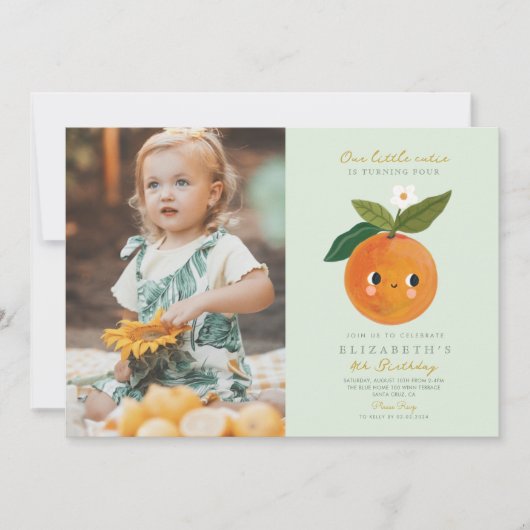 Foto Little Cutie wordt een Oranje Verjaardag Kaart (Voorkant)