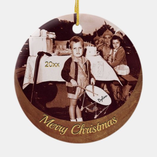 Foto Little Drummer Boy c 1930s Personal Keramisch Ornament (Achterkant)