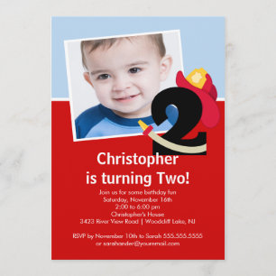 Foto Little Firefighter Boy 2de Birthday Party Kaart