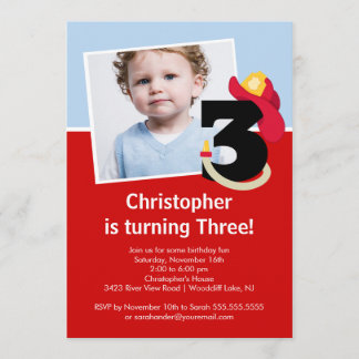Foto Little Firefighter Boy Third Birthday party Kaart