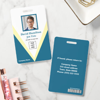 Foto Logo Barcode Blauw Wit Geel Geometrisch Badge