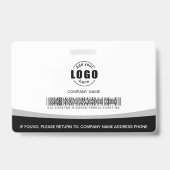 Foto Logo Barcode Employee Black and White Badge (Back)