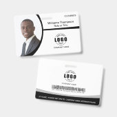 Foto Logo Barcode Employee Black and White Badge (Front & Back)