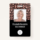Foto Logo Barcode Roos Gold Black Leopard Print Badge (Voorkant)