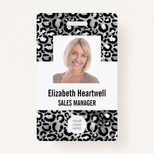 Foto Logo Barcode Silver Leopard Print Badge (Voorkant)