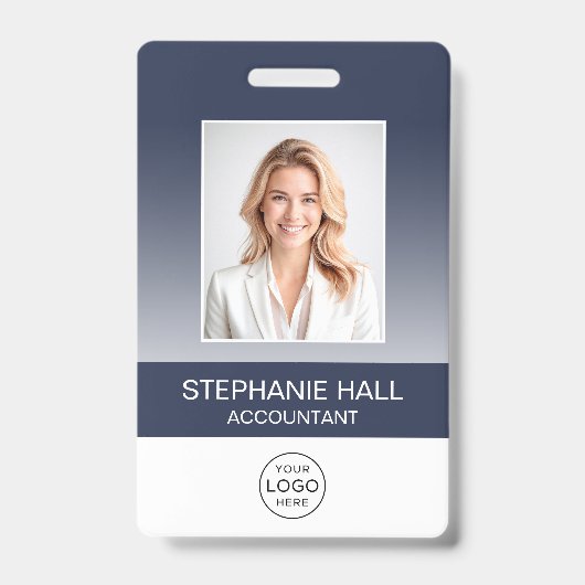 Foto, logo, naamverloop van werknemer badge (Voorzijde)