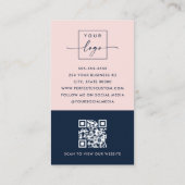 Foto logo QR code modern donkerblauw professional Visitekaartje (Achterkant)