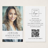 Foto logo QR-code modern wit visitekaartje (Voorkant /achterkant)