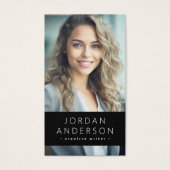 Foto logo QR code modern zwart visitekaartje (Voorkant)