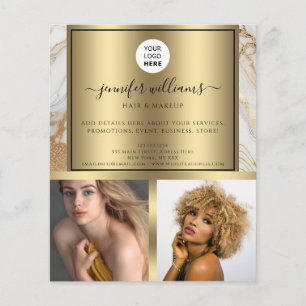 Foto Logo QR Code Promotion Gold Marble Modern Flyer