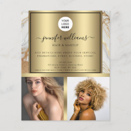 Foto Logo QR Code Promotion Gold Marble Modern Flyer