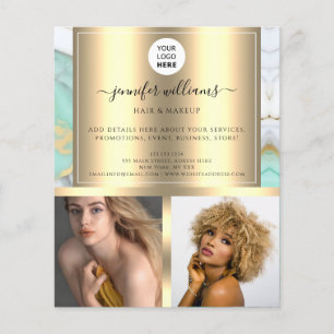 Foto Logo QR Code Promotioneel Goud Groen Marmer Flyer