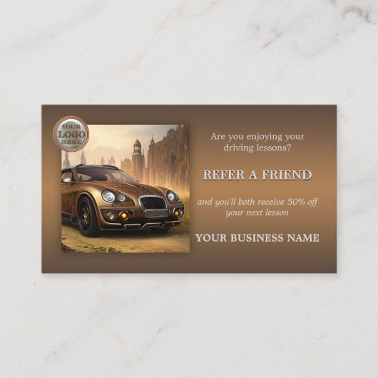 Foto Logo QR Code Steampunk Rij Instructeur Aanbevelingskaartje (Voorkant)