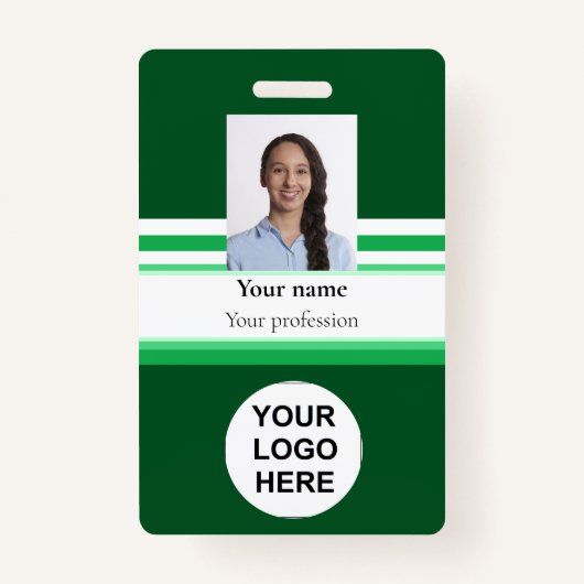 Foto logo-streepjescode bedrijf groen badge (Voorkant)
