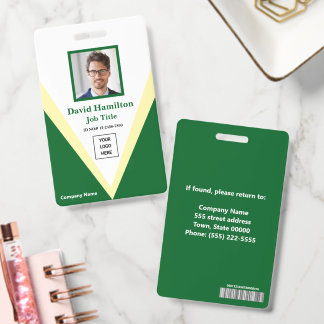 Foto Logo Streepjescode Groen Wit Geel Geometrisch Badge