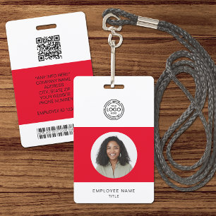 Foto, logo, streepjescode, naam ID van werknemer Badge