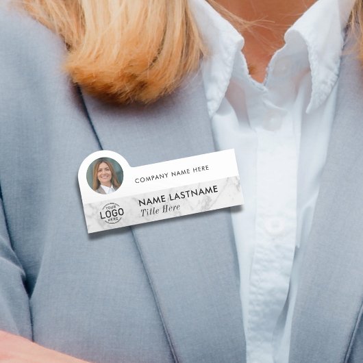 Foto Logo Wit Grijs Marmer Professioneel Bedrijf Naamplaatje