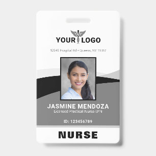 Foto Logo Zwart Grijs Sjabloon Bedrijfsnaam ID Badge