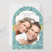 Foto  Love Bird Damask Wedding Invite Kaart (Achterkant)