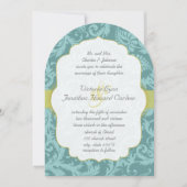 Foto  Love Bird Damask Wedding Invite Kaart (Voorkant)