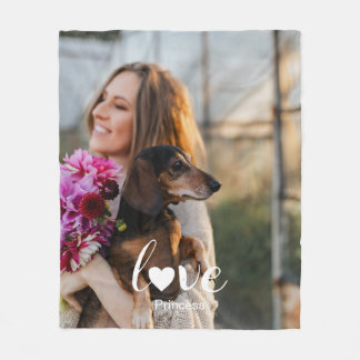 Foto Love Heart Persoonlijke naam Pet Lover Fleece Deken