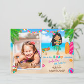 Foto: Luau verjaardagsuitnodiging Zomerstrand Kaart (Staand voorkant)