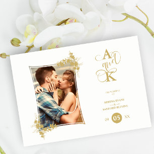 Foto Luxury Fake Golden Modern Botanisch Lijst Kaart