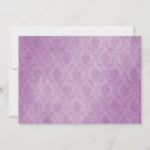 Foto Magenta Damask Monogram Huwelijksuitnodiging Kaart (Achterkant)