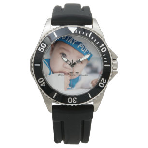 Foto Mannen Black Rubber Strap Horloge