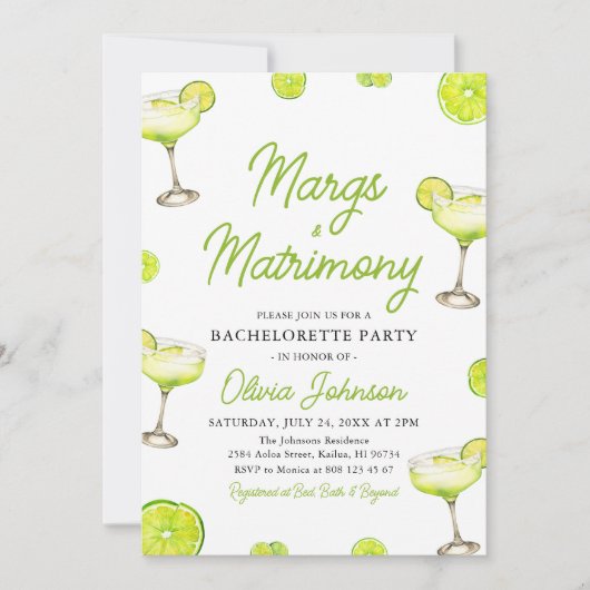 Foto Margs & Matrimony Cocktail Bachelorette Kaart (Voorkant)