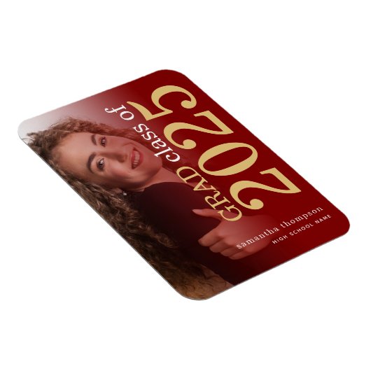 Foto Maroon Gold 2025 Afstuderen Aankondiging Magneet (Rechterzijde)