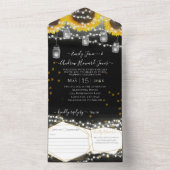 Foto Mason Jar Sunflower Gold Stars Weddenschap All In One Uitnodiging (Binnen)