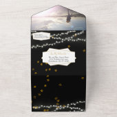 Foto Mason Jar Sunflower Gold Stars Weddenschap All In One Uitnodiging (Buitenkant)