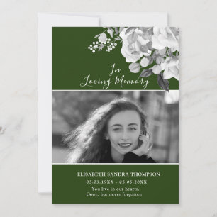 Foto Memorial Floral Green Rozen Poem Card Kaart