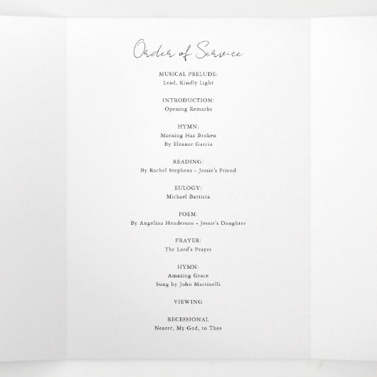 Foto Memorial Funeral Celebration of Life Programm Drieluik Programma (Binnenkant midden)