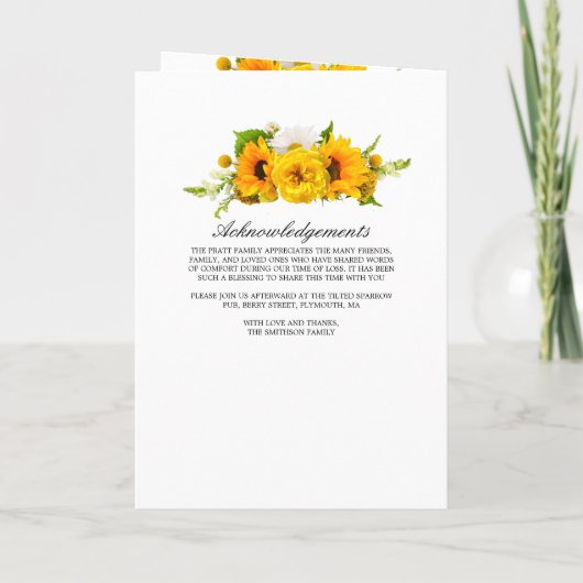 Foto Memorial Funeral Celebration of Life Programm Programma (Achterkant)