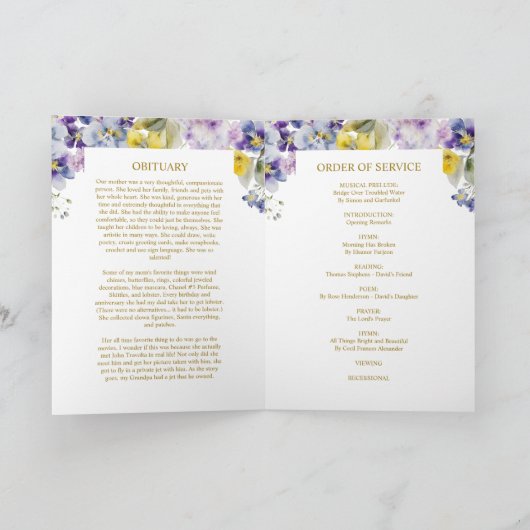 Foto Memorial Funeral Celebration of Life Programm Programma (Binnen)