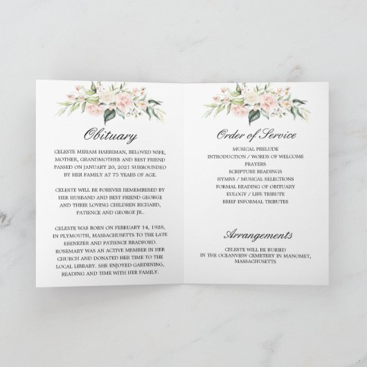 Foto Memorial Funeral Celebration of Life Programm Programma (Binnen)