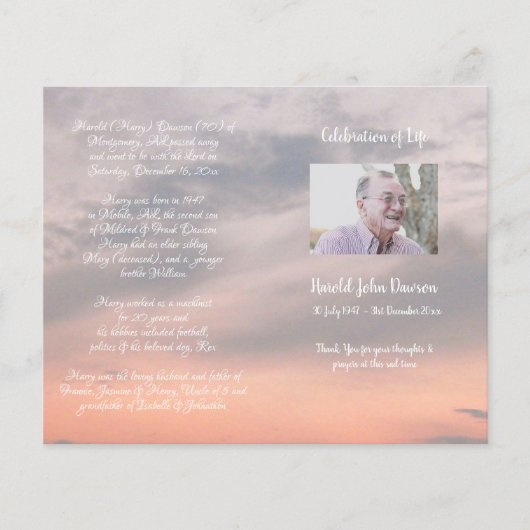 Foto Memorial Funeral Order of Service Programme (Voorkant)