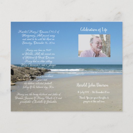 Foto Memorial Funeral Order of Service Programme (Voorkant)