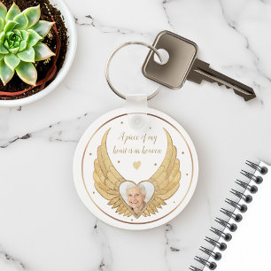 Foto Memorial Golden Angel Wings & Custom Message Sleutelhanger