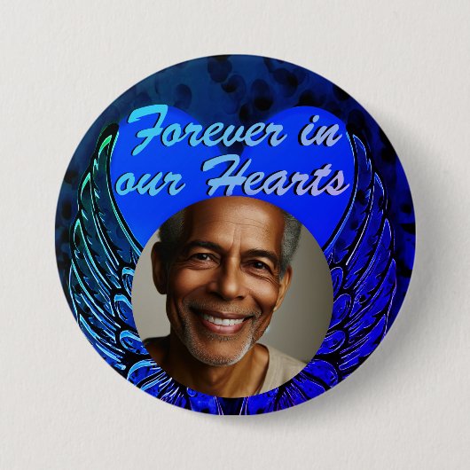 Foto Memorial Heart Angel Wings Button (Voorkant)