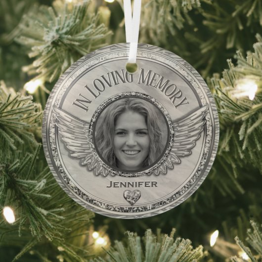 Foto Memorial in Loving Memory Glass Ornament (Insitu)