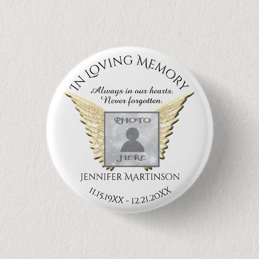 Foto Memorial in Loving Memory Ronde Button 3,2 Cm (Voorkant)