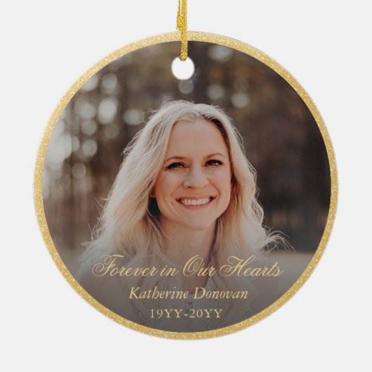 Foto Memorial Keepsake Religieus Kerstfeest Keramisch Ornament (Achterkant)