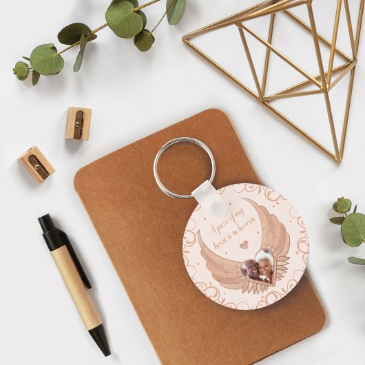 Foto Memorial Pink Angel Wings & Custom Message Sleutelhanger