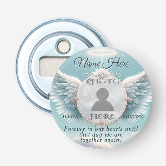 Foto Memorial Sympathy Button Flesopener (Voorkant)